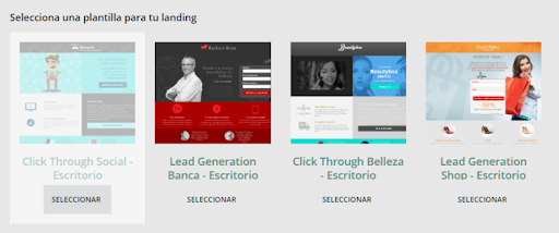 Plantillas dentro de la plataforma MDirector para crear landing page