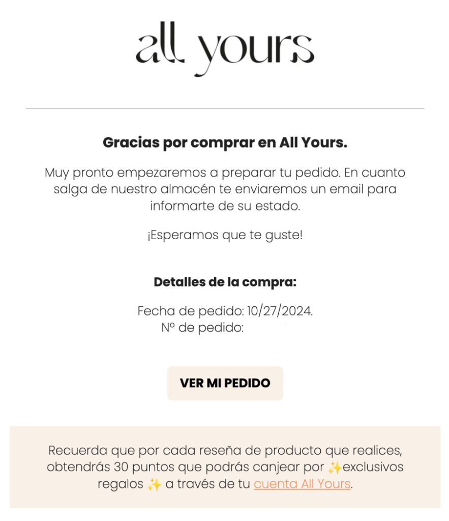 email confirmación de compra