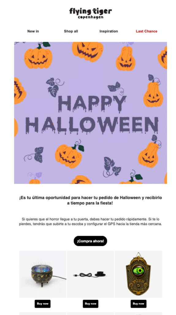 emails estacionales - Tiger y Halloween