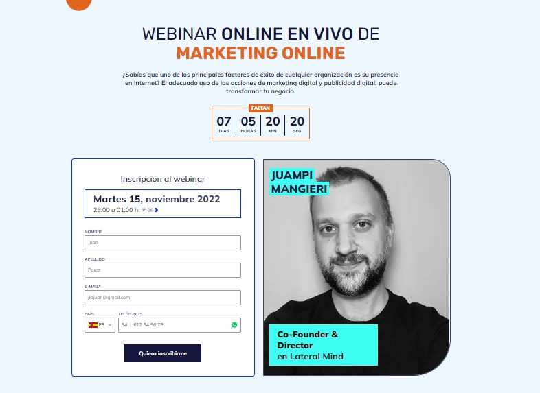 Webinar online de marketing