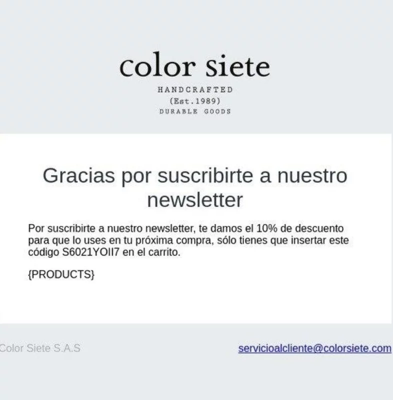 email gracias suscripción