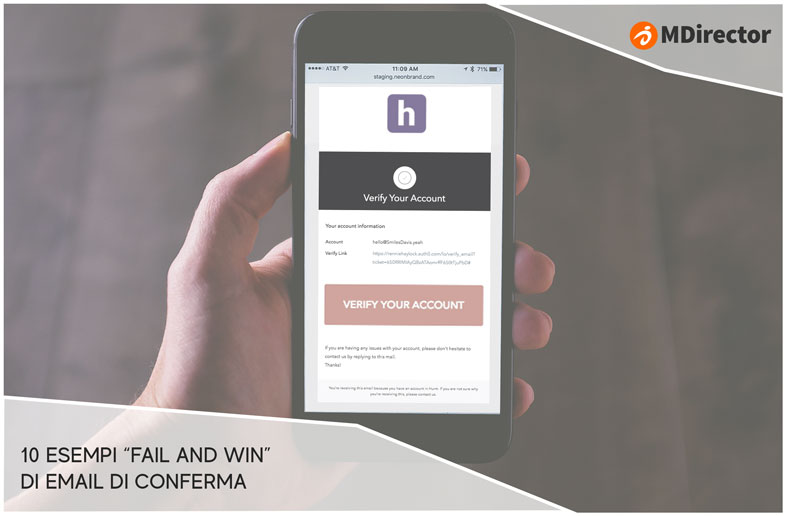 esempi fail and win di email di conferma