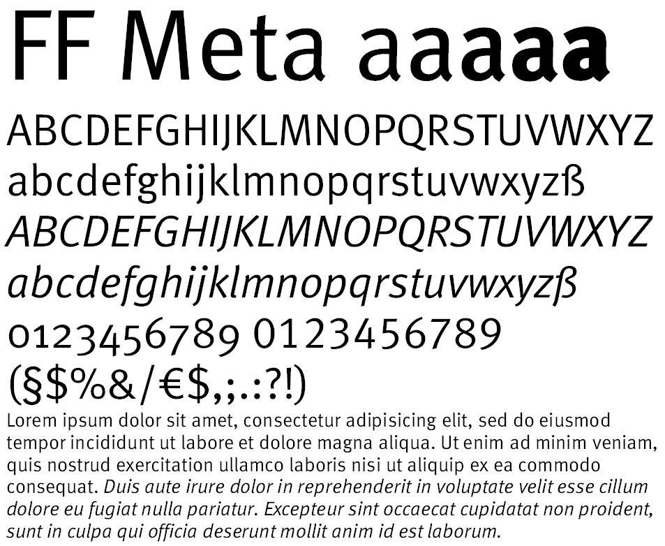 25 most used typefaces in advertising: Meta