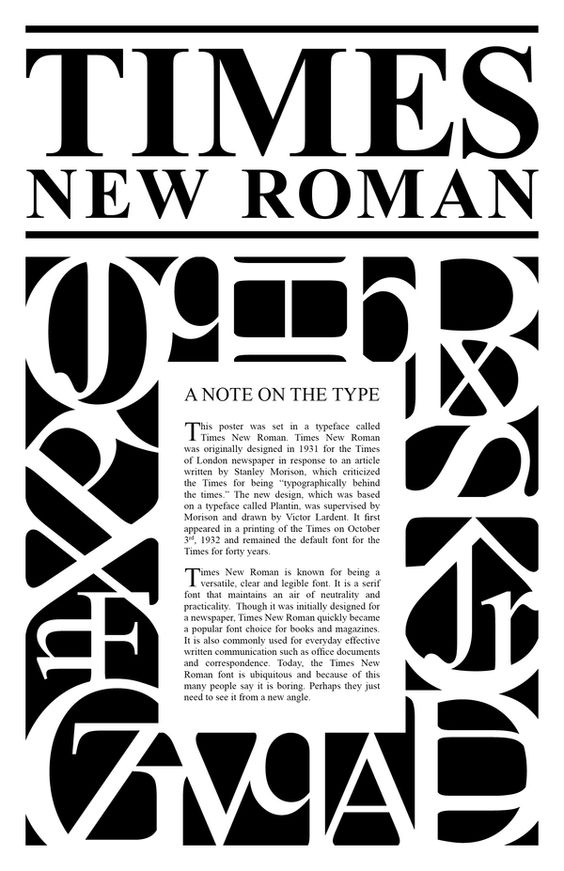 25 most used typefaces in advertising: Times New Roman