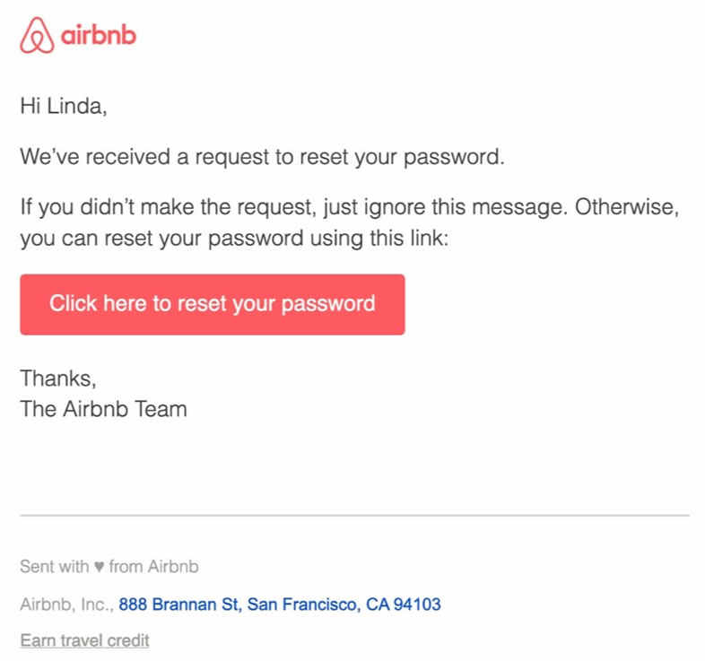 Emails transaccionales para ecommerce: AirBnB