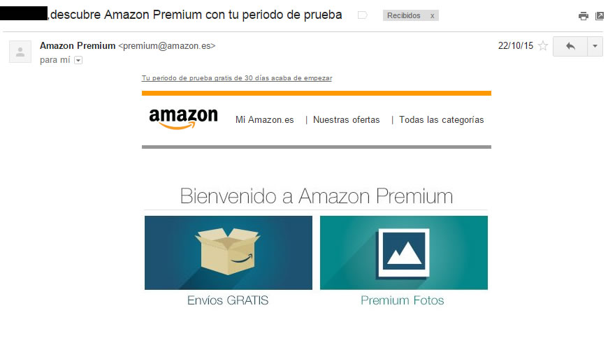 asunto de email Amazon