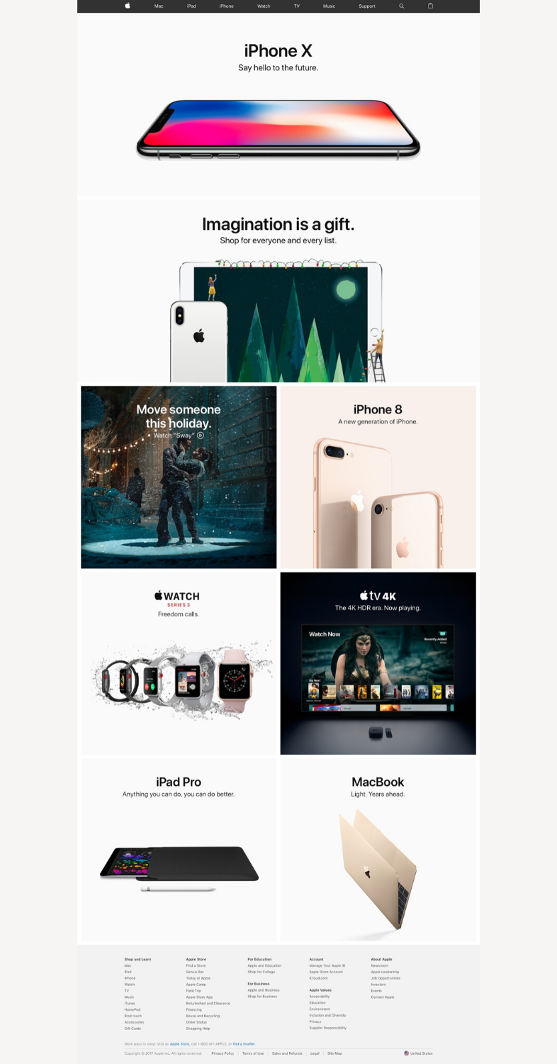 Apple y sus Landing pages vendedoras