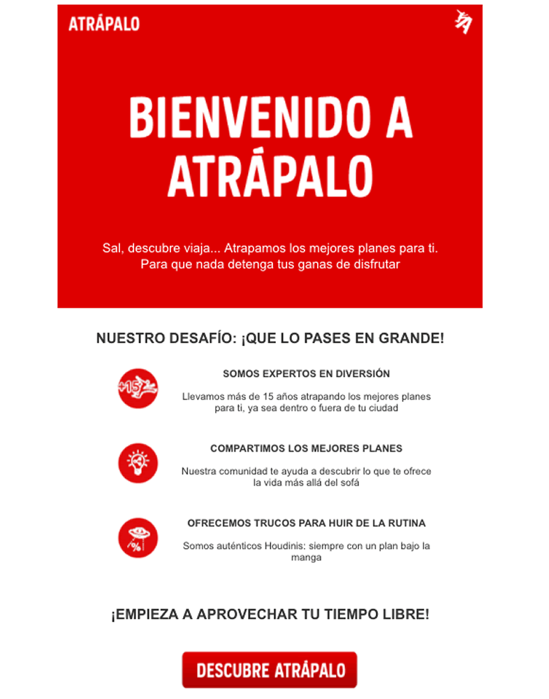 Trigger email para agencia de viajes: email de bienvenida