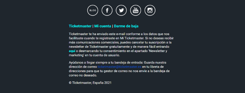 Elementos indispensables de un footer de newsletter: enlace para cancelar la suscripción