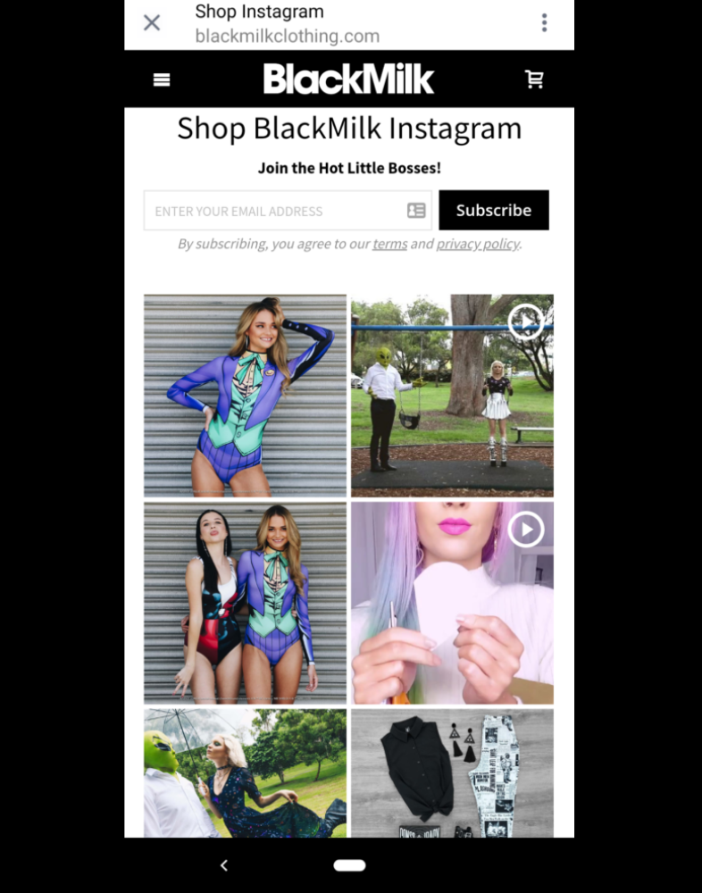 Ejemplos de landing page para redes sociales: BlackMilk