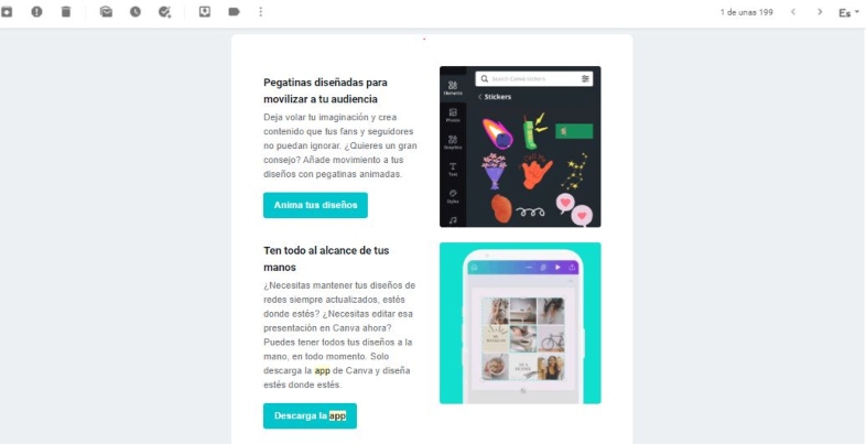 Ejemplo de email marketing para aplicaciones