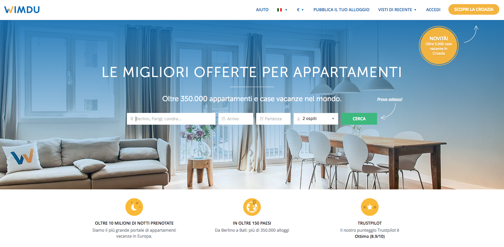 siti web di viaggi: wimdu