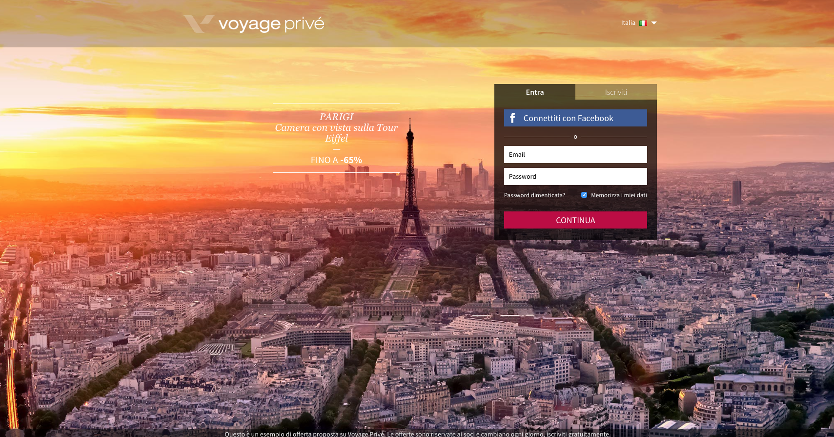 siti web di viaggi: voyageprive