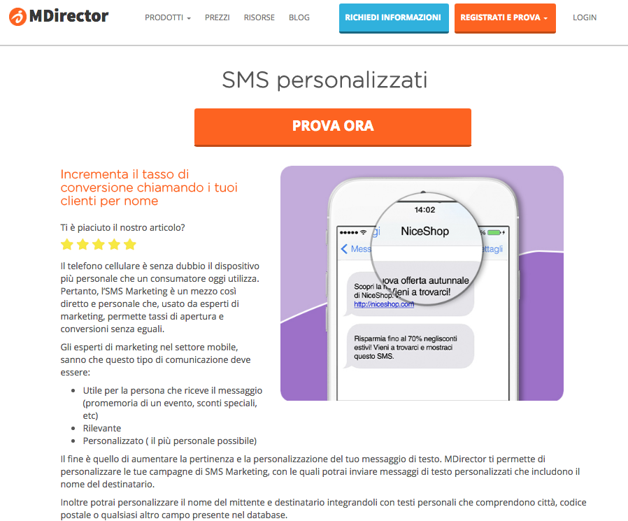 SMS personalizzati