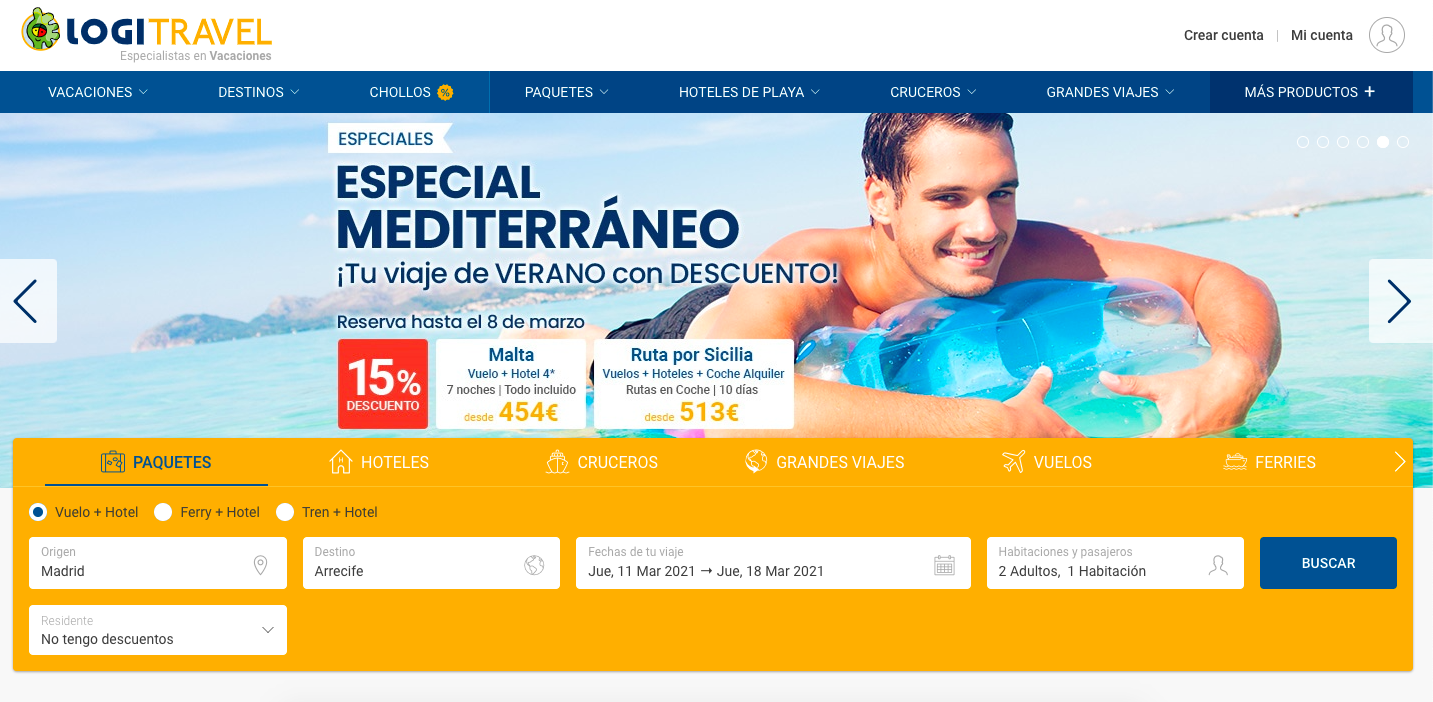 las mejores webs de viajes: logitravel