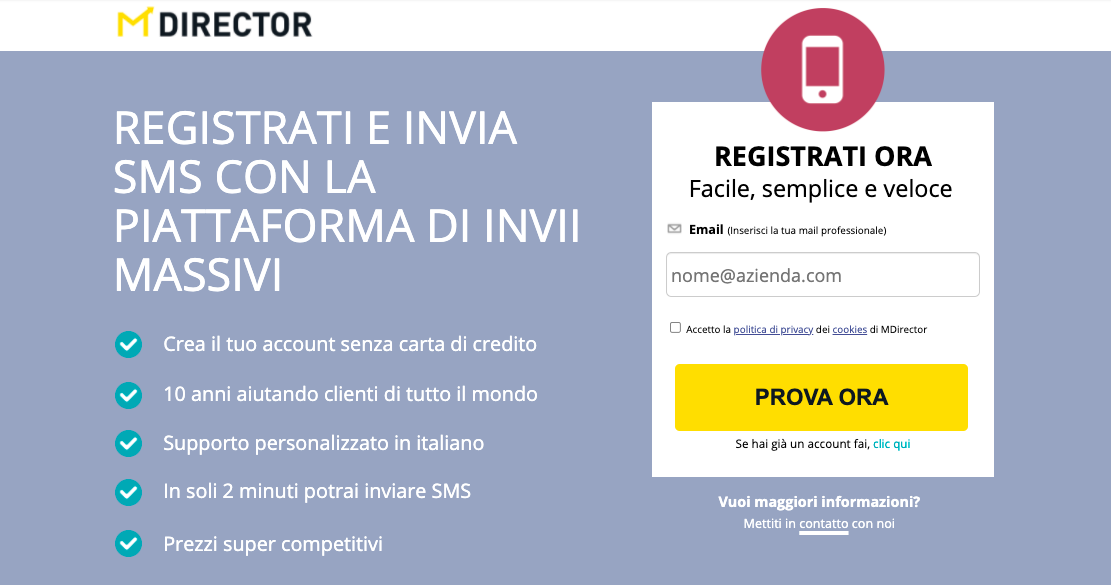 Trova un fornitore di servizi SMS