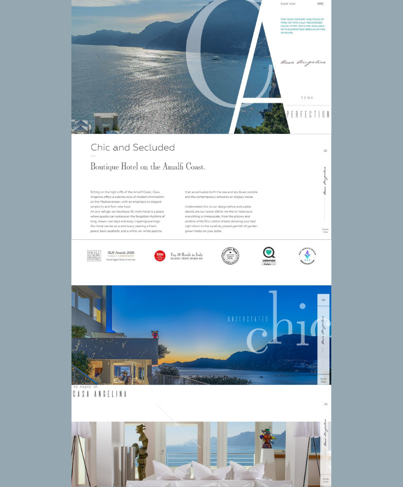 Modelos de landing page para hoteles: Casa Angelina