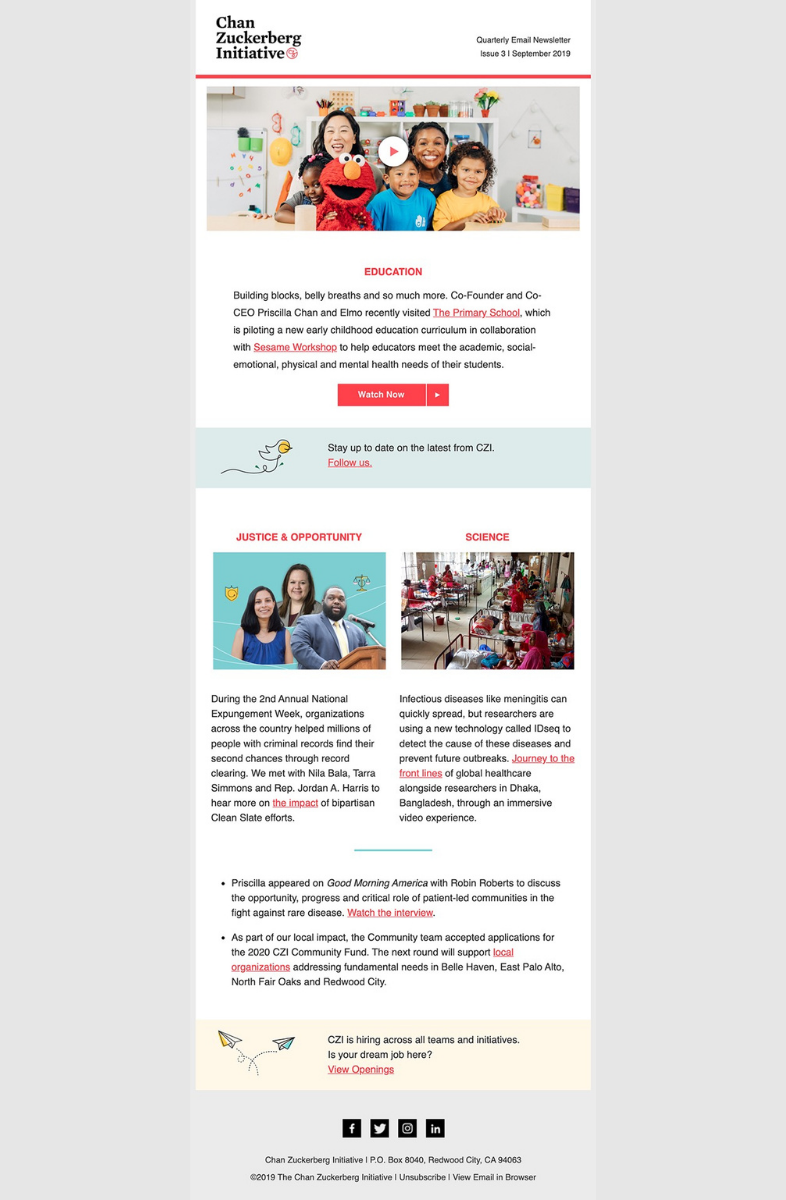 Envío de newsletter - Chang Zuckerberg Initiative