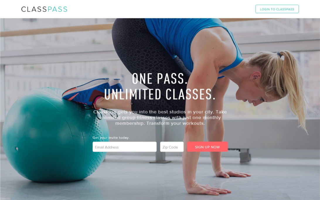 ejemplos de landing pages perfectas: ClassPass