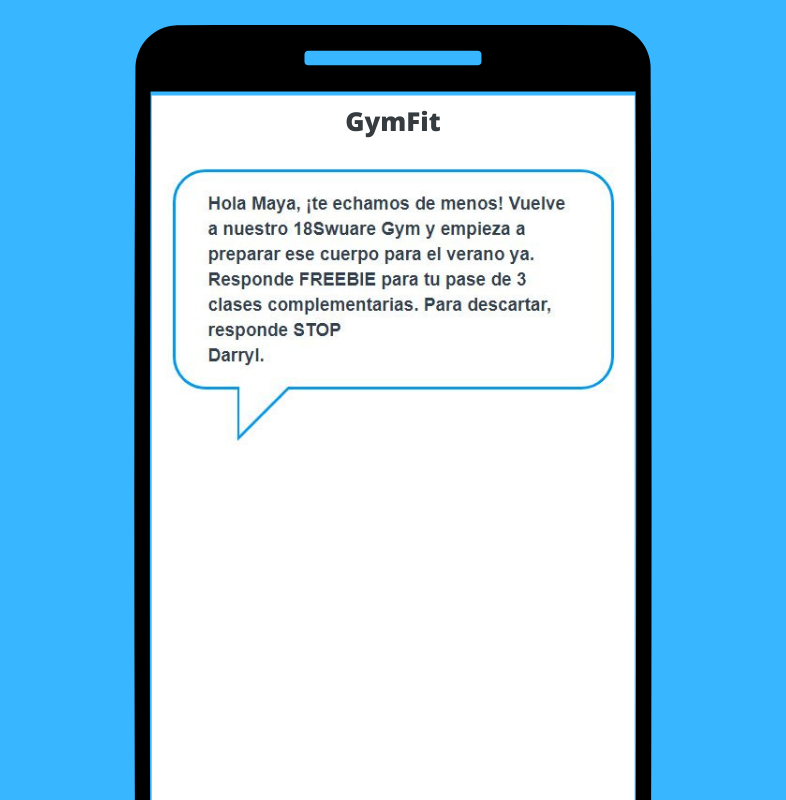 Recuperación de cliente antiguo con SMS para gimnasios