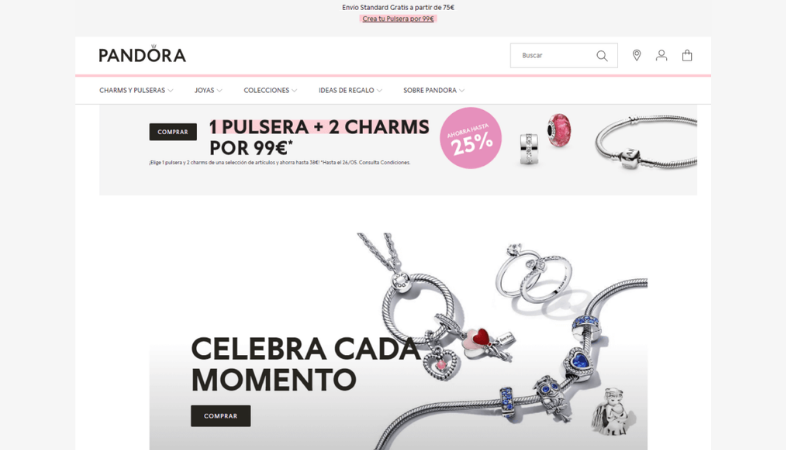 copywriting per l'ecommerce di gioielli Pandora