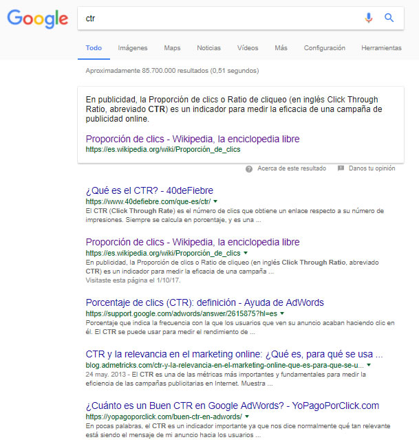 tips para mejorar el CTR: descripciones en Google