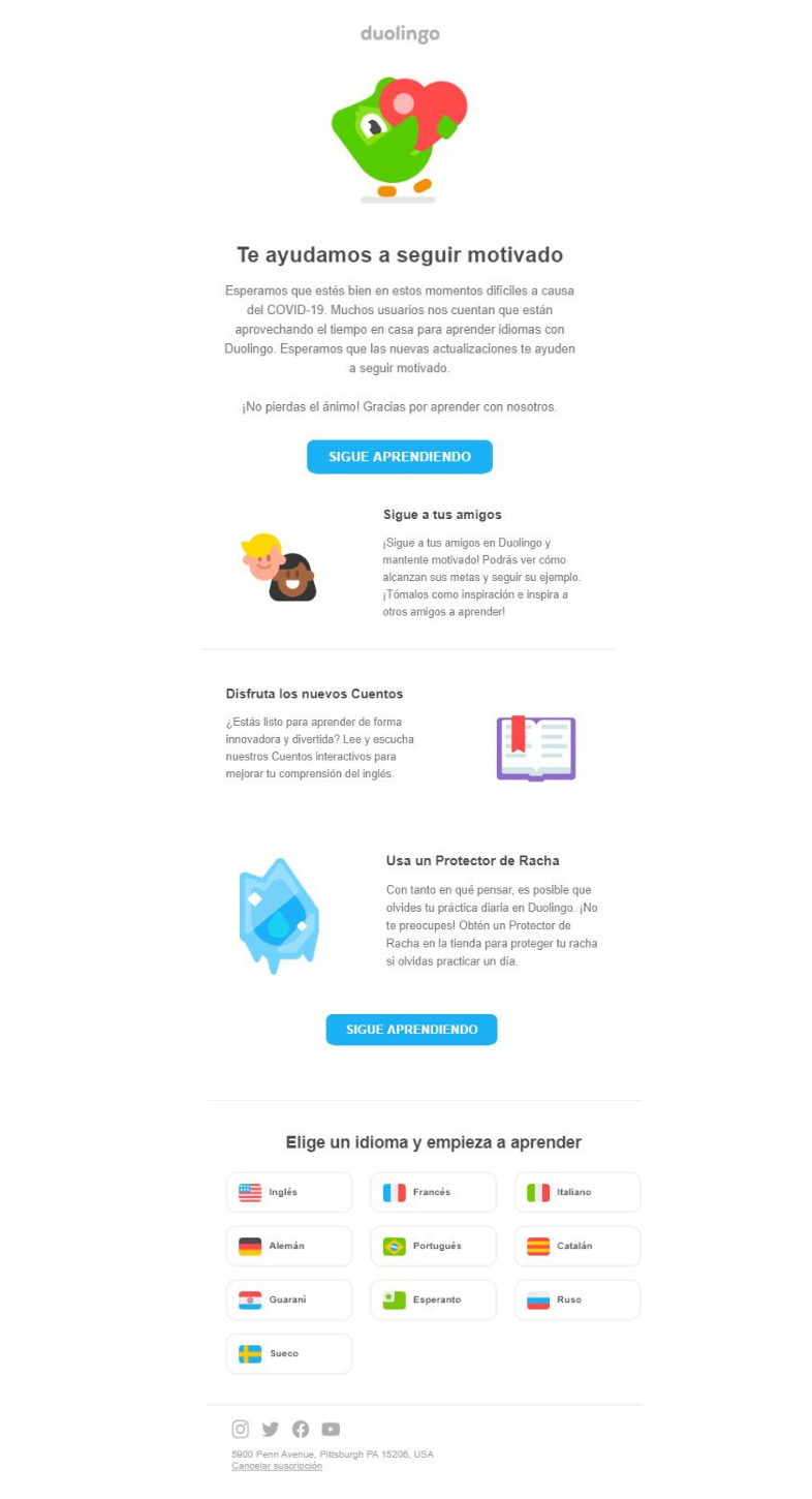 Duolingo email marketing