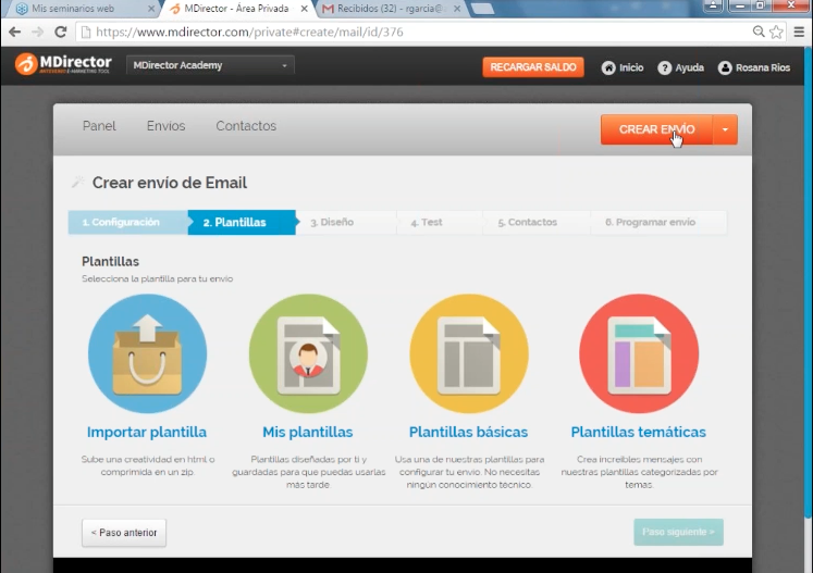 pasps para entender el editor avanzado de emails de MDirector