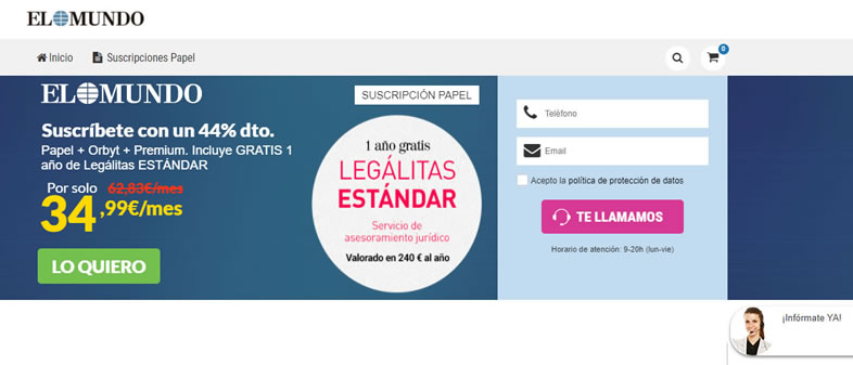 Landing page para periódicos digitales: El Mundo