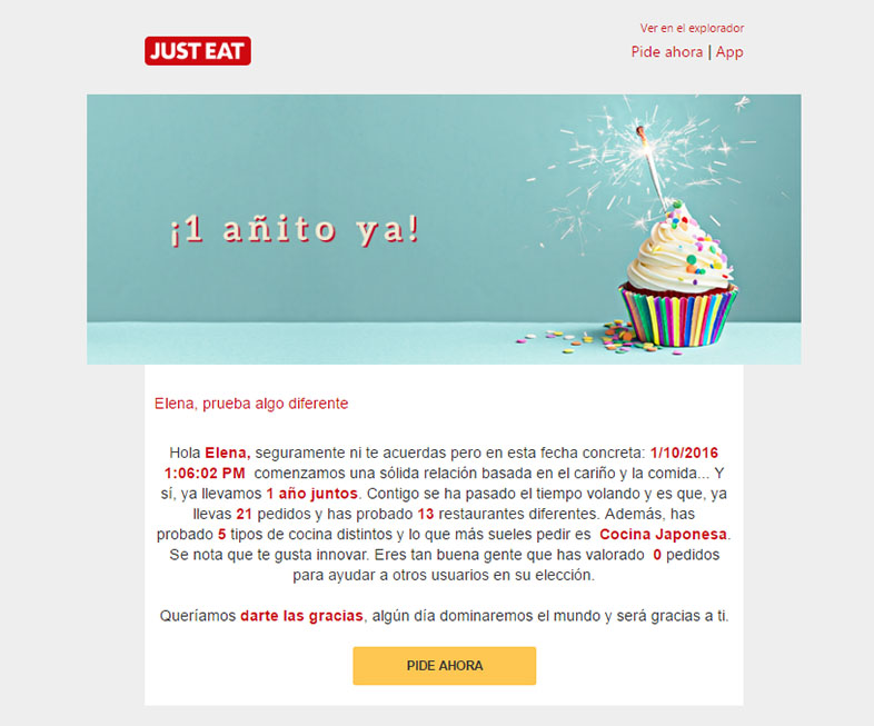 Correo personalizado con el nombre del destinatario