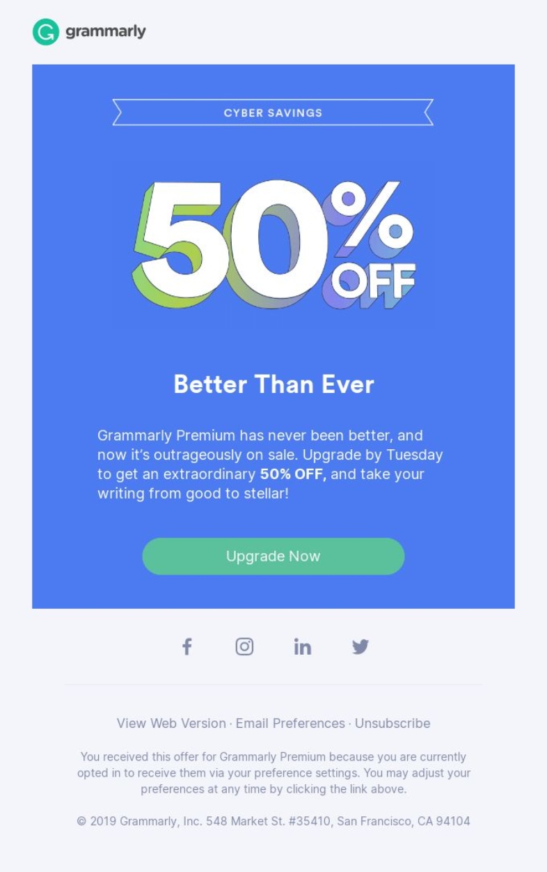 Grammarly: emails de última oportunidad