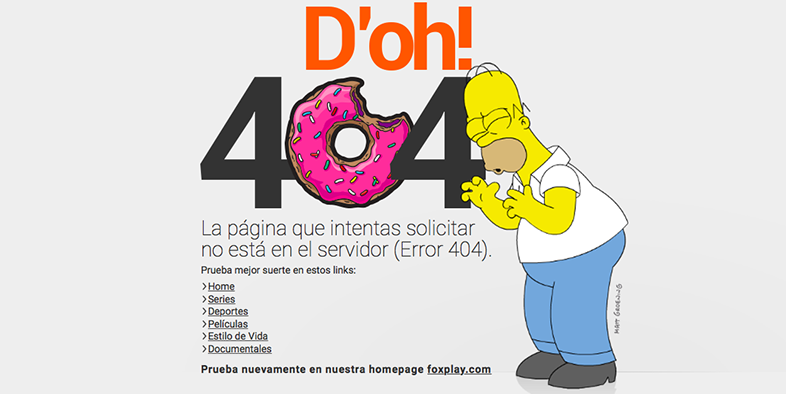 Fox error 404 con Homer Simpson