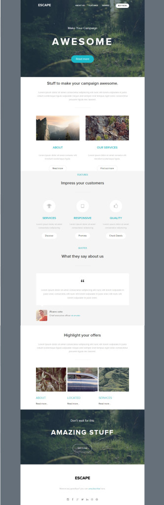 templates de newsletters responsive: escape 