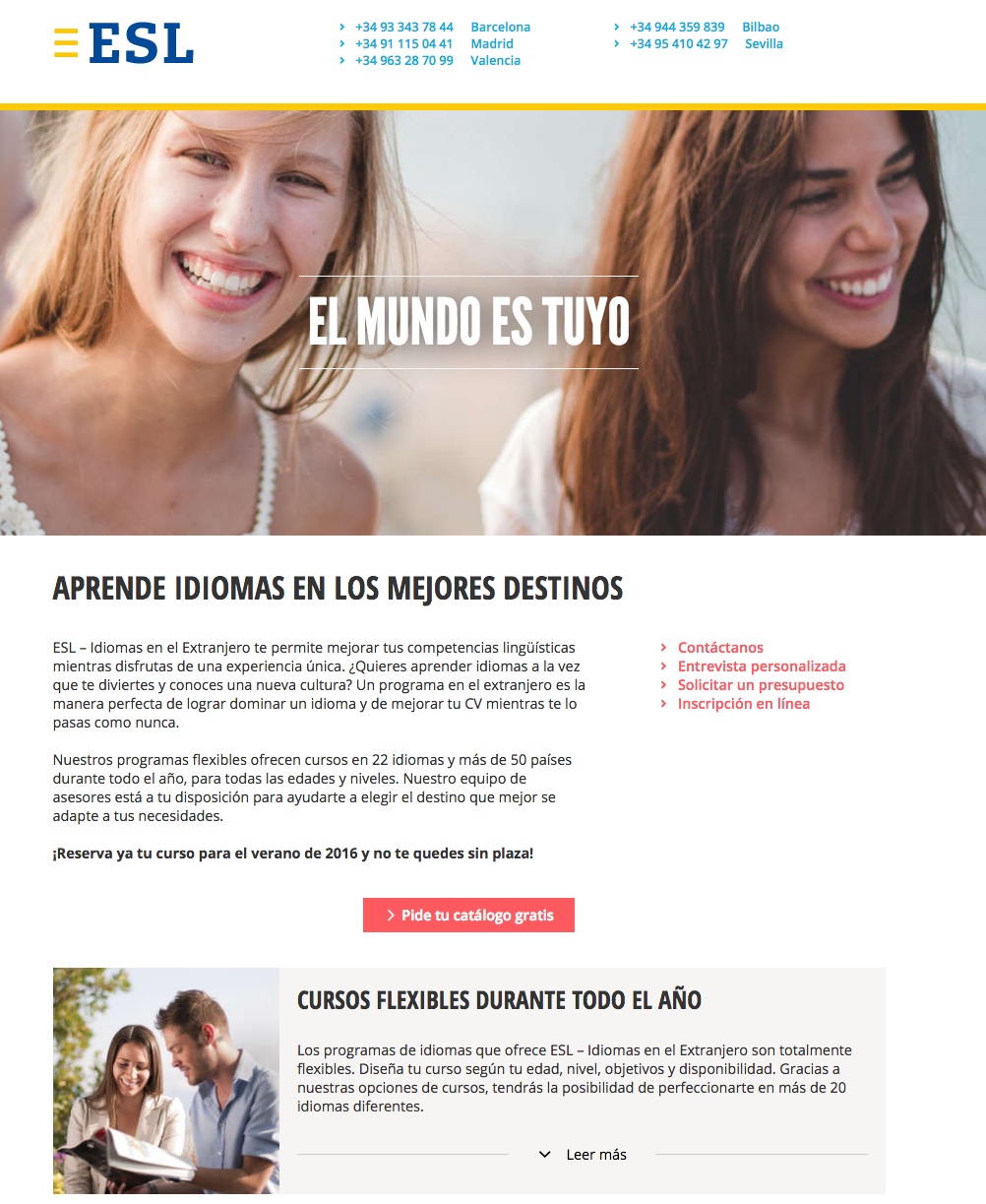 Errores en las landing pages: ESL