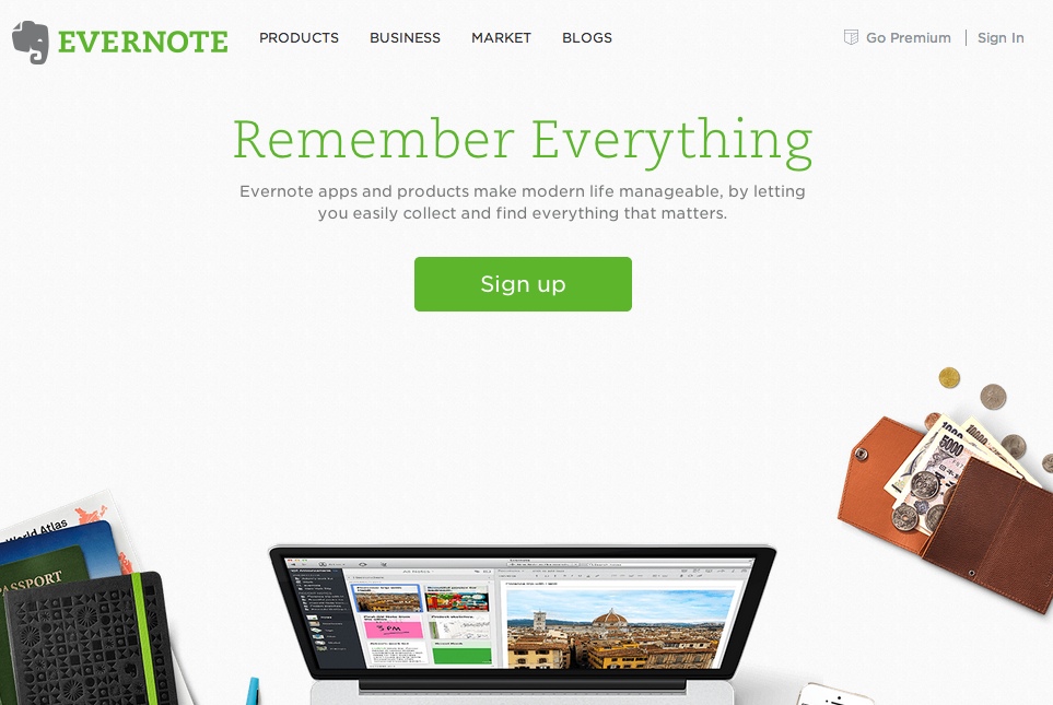 titulares eficaces en landing pages: Evernote