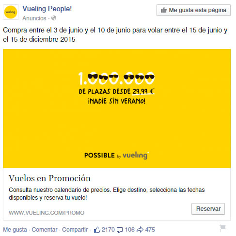 vueling facebook ad