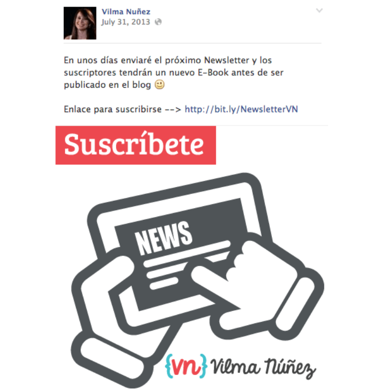 Promoción de newsletter en redes sociales