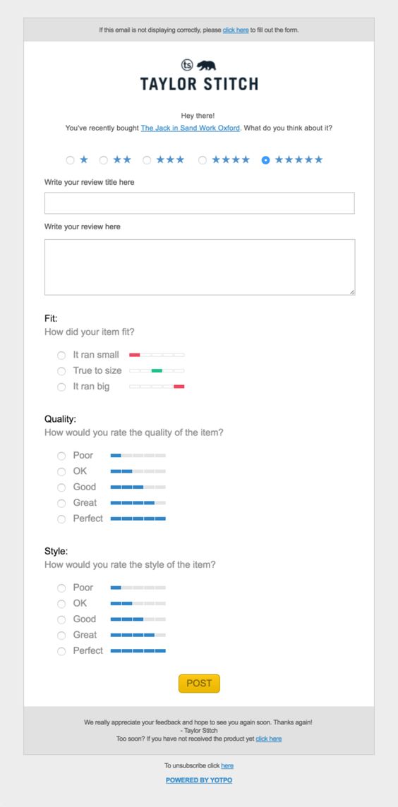 feedback Emails post compra