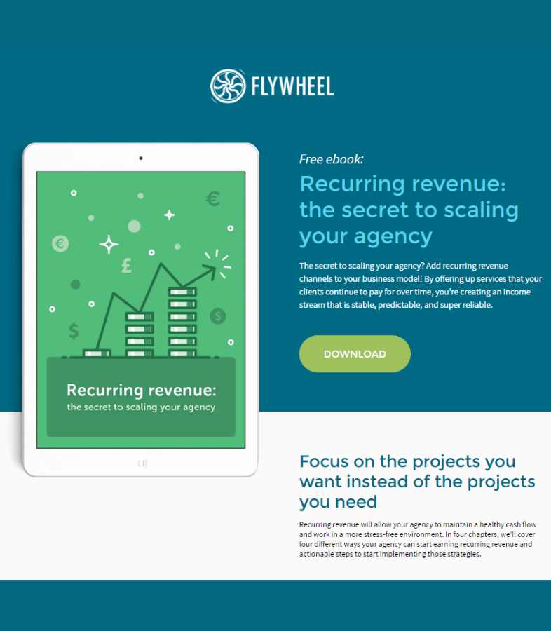 Ejemplos de landing pages de ebooks: Flywheel