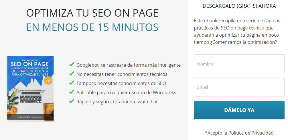 optimizar el SEO de landing pages: formularios