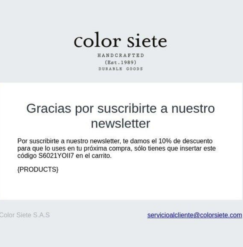 Email de gracias por suscribirte