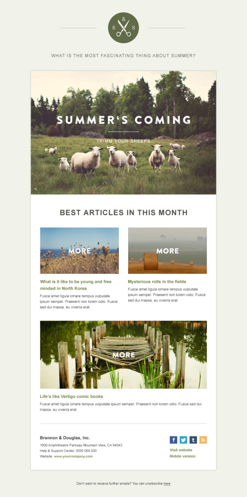 templates de newsletters responsive: green village