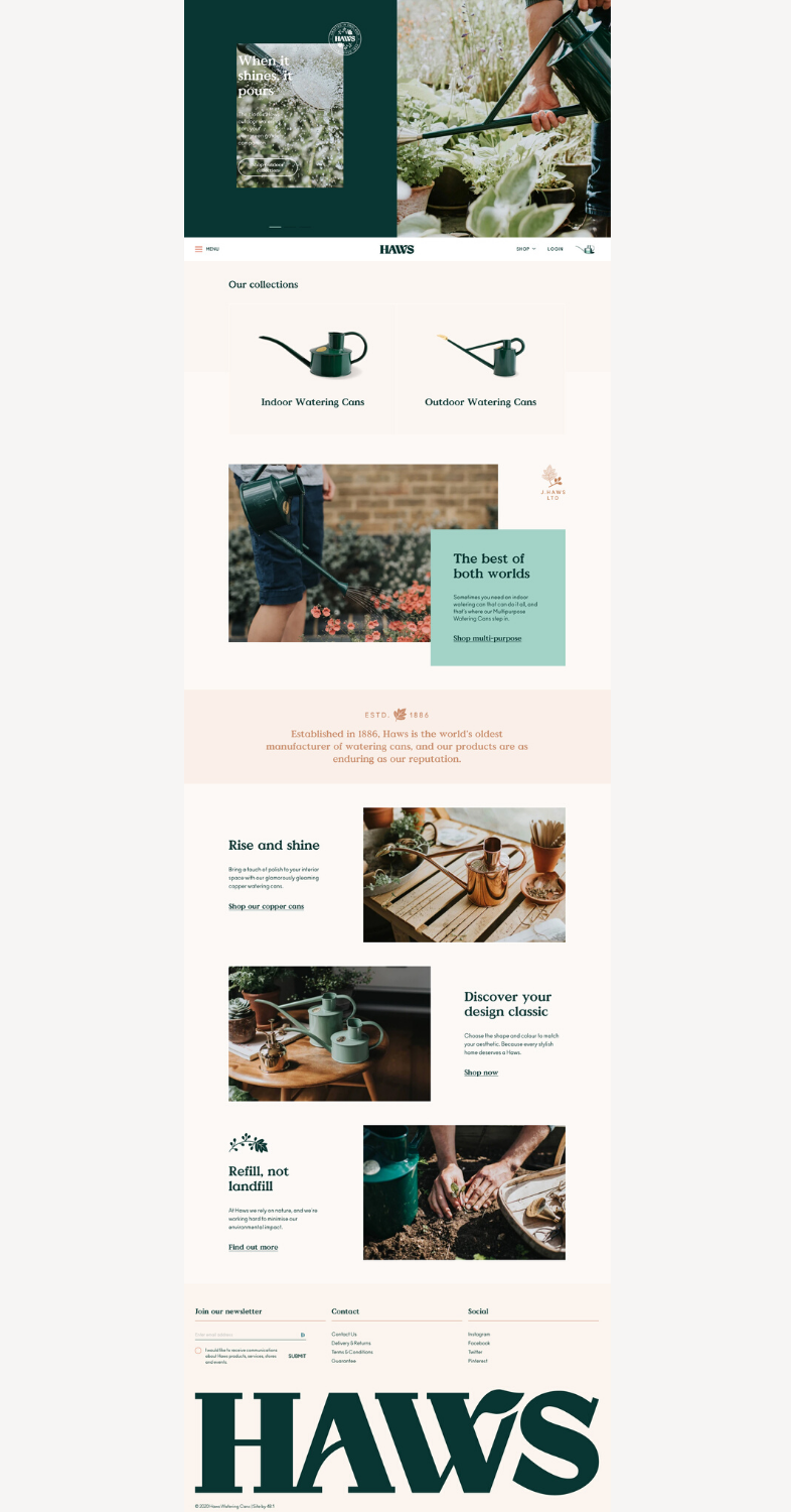 Ejemplo de landing page: Haws