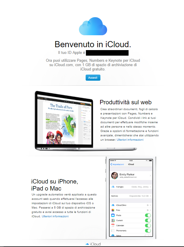 10 esempi “fail and win” di email di conferma: iCloud