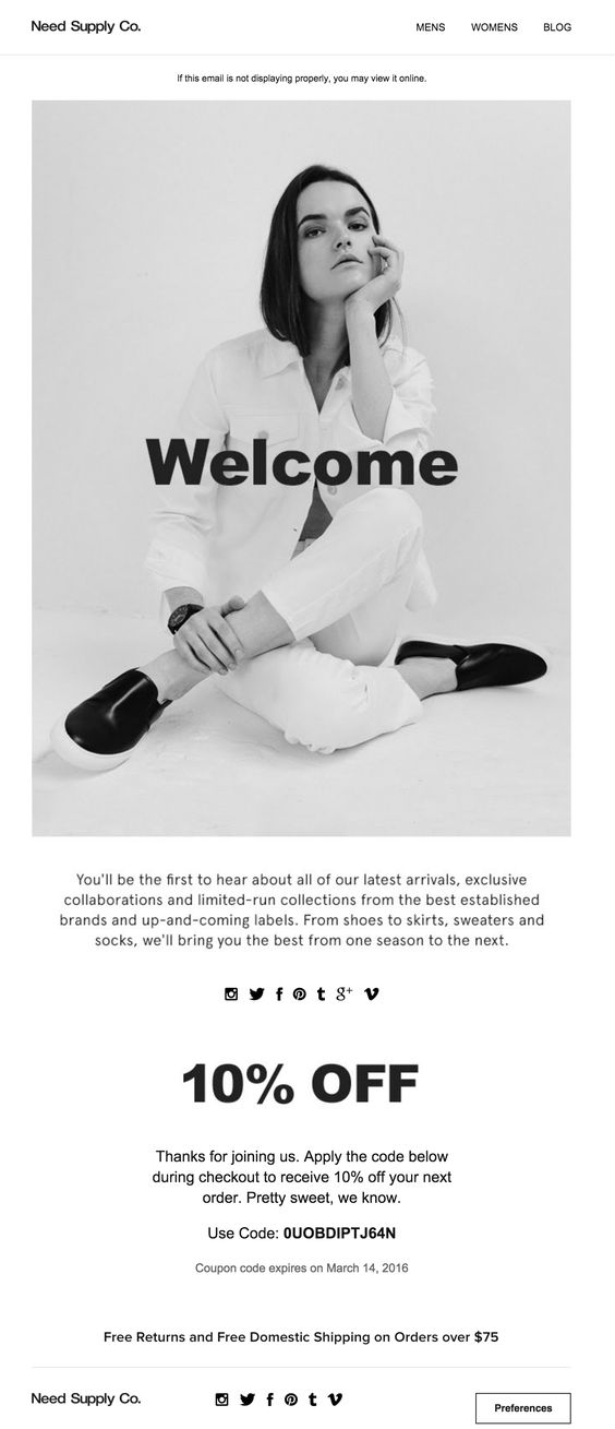 utilizzare una Welcome Email