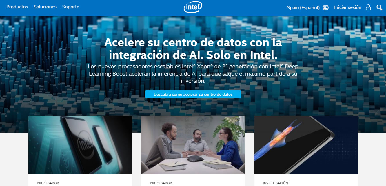 landings pages del sector tecnológico: Intel