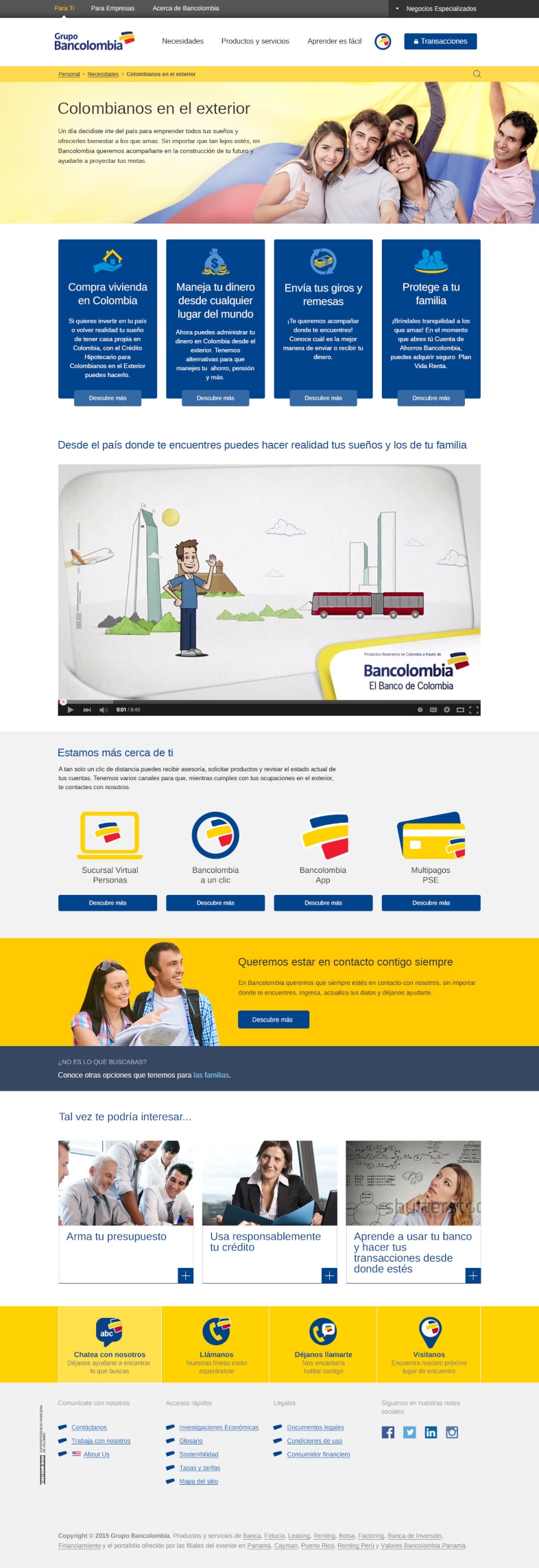 Landing page para el sector bancario