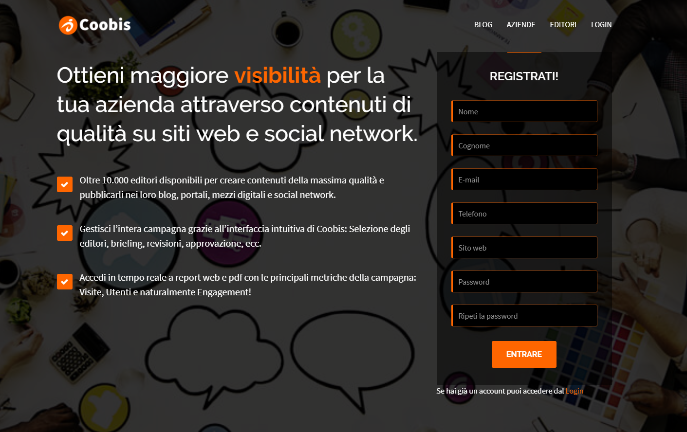 campagne con landing pages di successo: Coobis