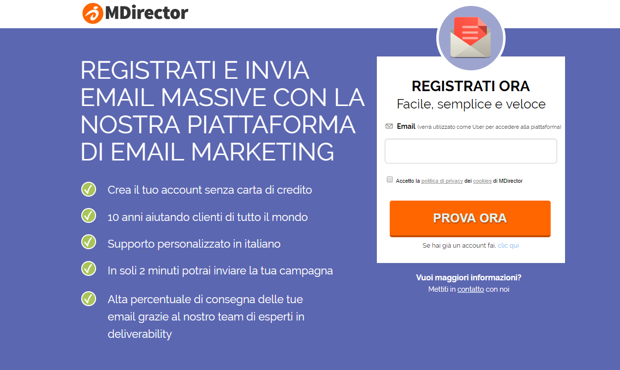 campagne con landing pages di successo: MDirector