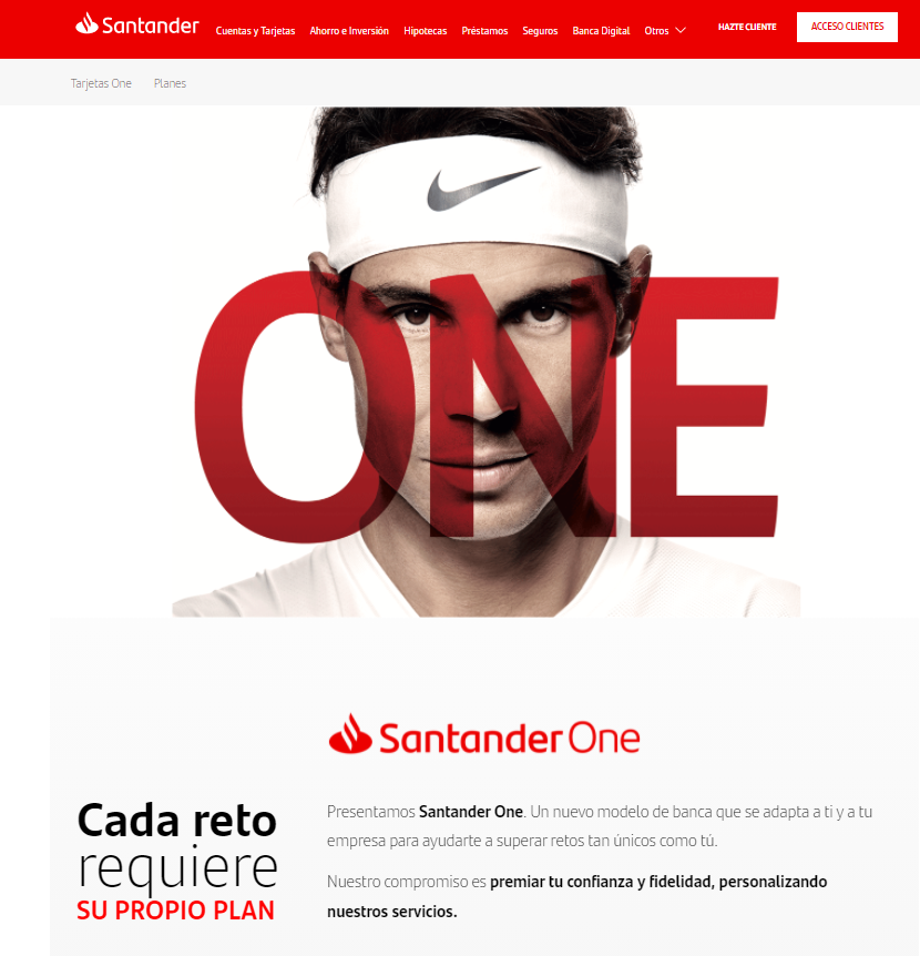 landing page Banco Santander